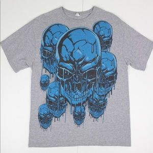 Vintage Blue Skulls T-shirt Mens Large